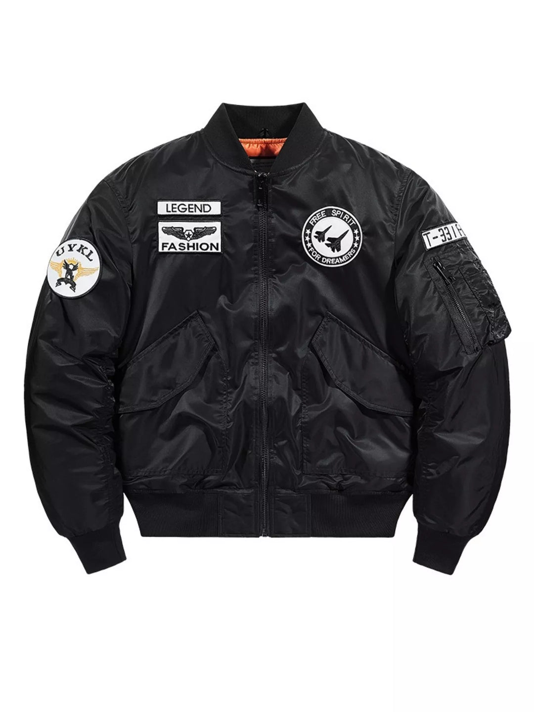 Men's Plus Size Embroidered Patches Bomber Jacket