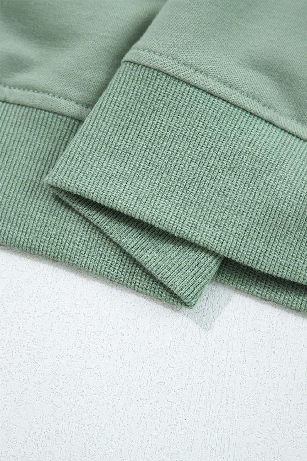 Smoke Green Raw Edge Flower Patch Drop Shoulder Casual Top