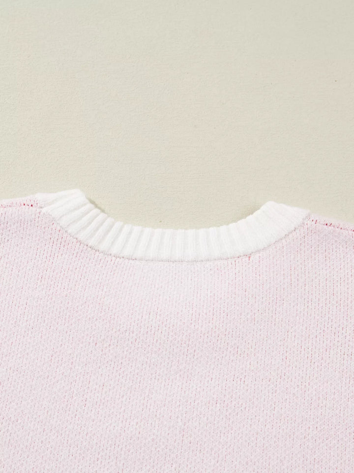 Cherry Pattern Drop Shoulder Sweater