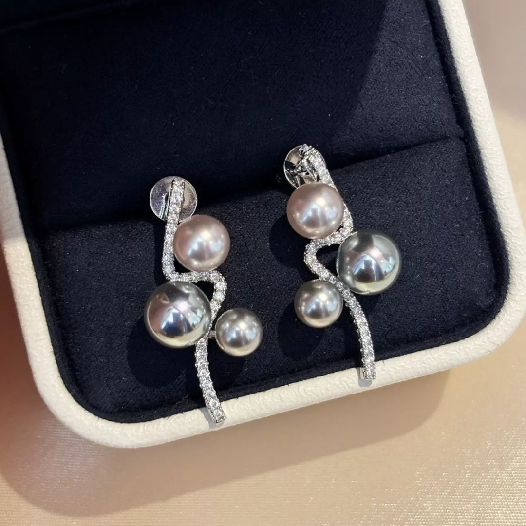 Pearl & Zircon Dangle Earrings