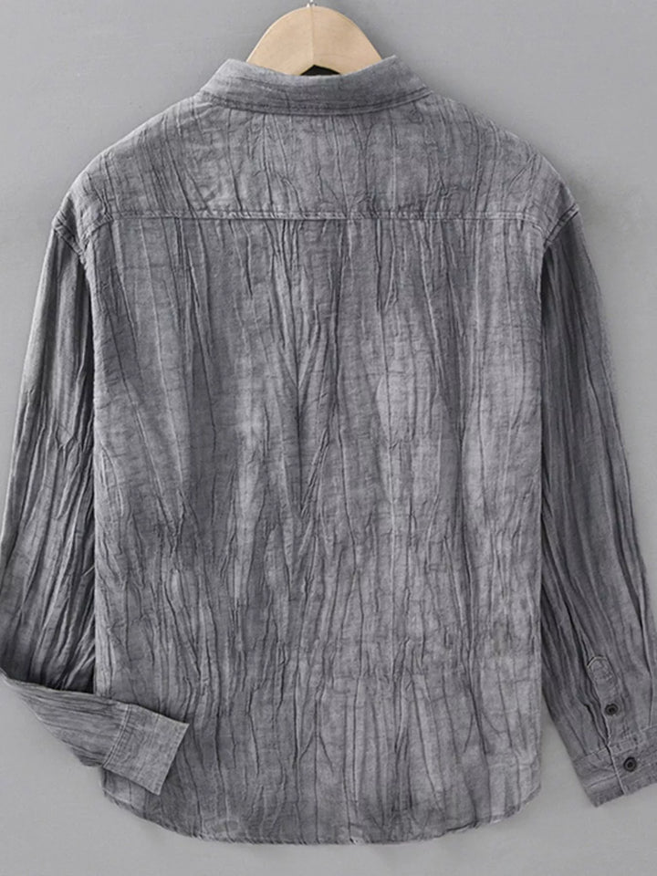 Men's Plus Size Button Detail Long Sleeve Blouse