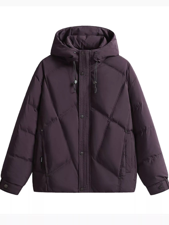 Men's Plus Size Diamond Quilted Hooded Puffer Jacket