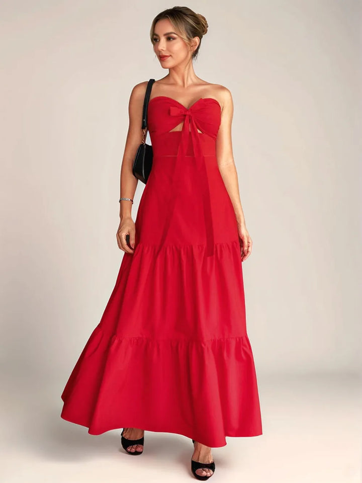 Twist Front Cutout Tiered Maxi Dress