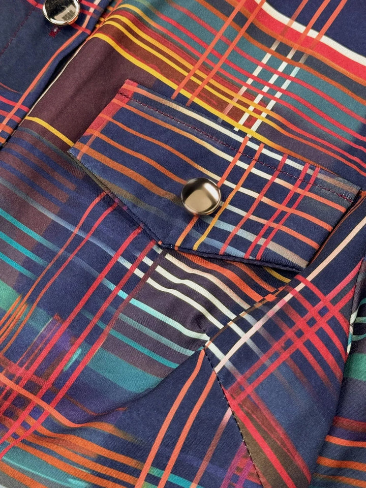 Plaid Button Front Maxi Shirt Dress