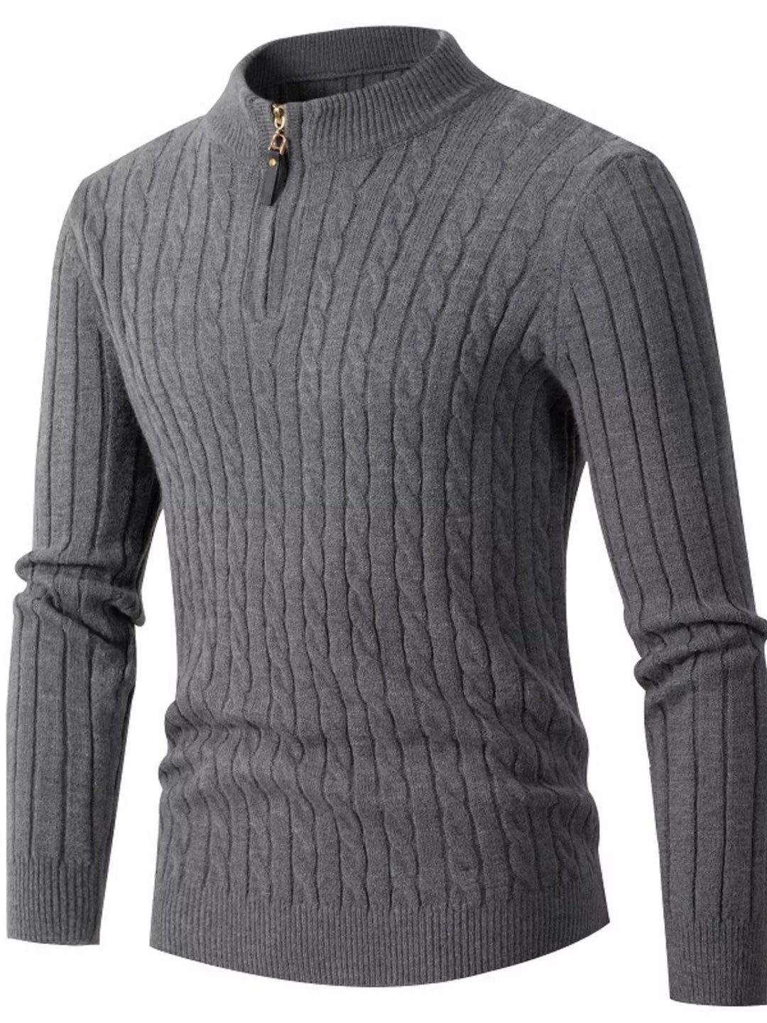 Men's Full Size Cable Knit Half-Zip Sweater Plus Size