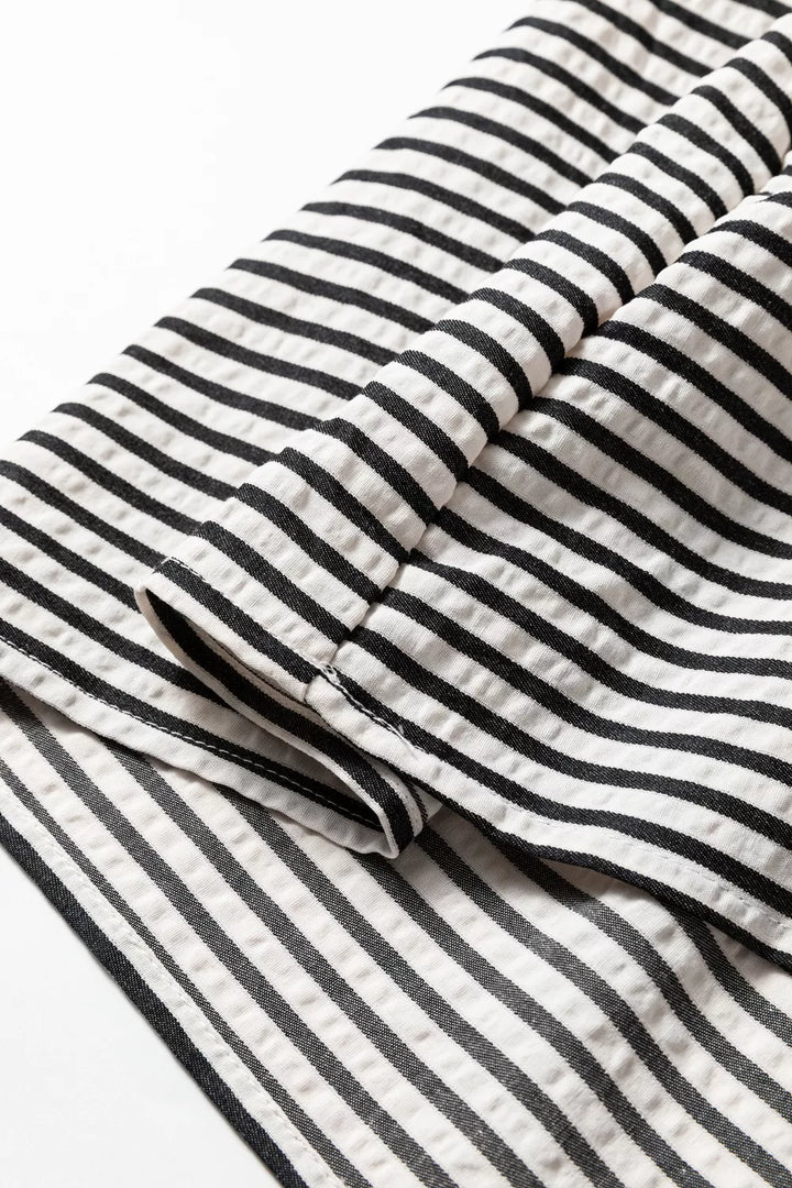 Striped Ruffle Sleeve Tiered Midi Dress