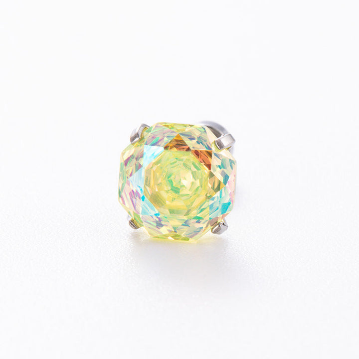 High-end, Brilliantly Reflective Octagonal Millennium Rose-cut Cubic Zirconia Stud Earrings