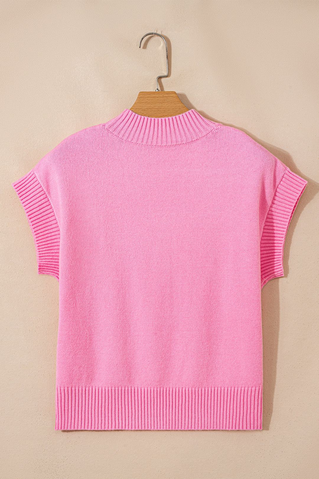 Pink Valentine Heart Graphic Cropped Short Sleeve Sweater