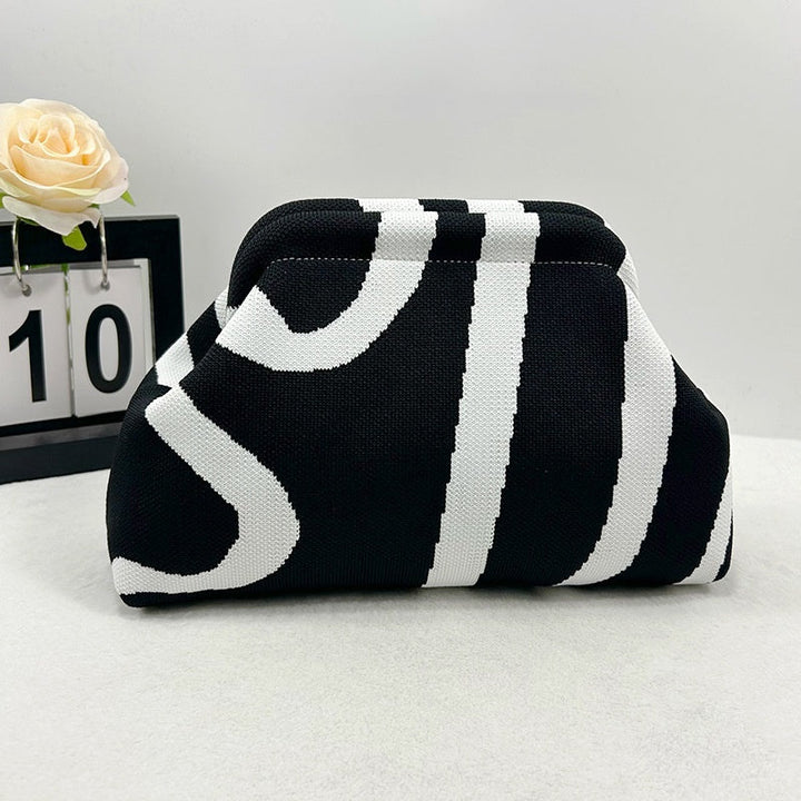 Womens Knitted Bag Striped Clutch