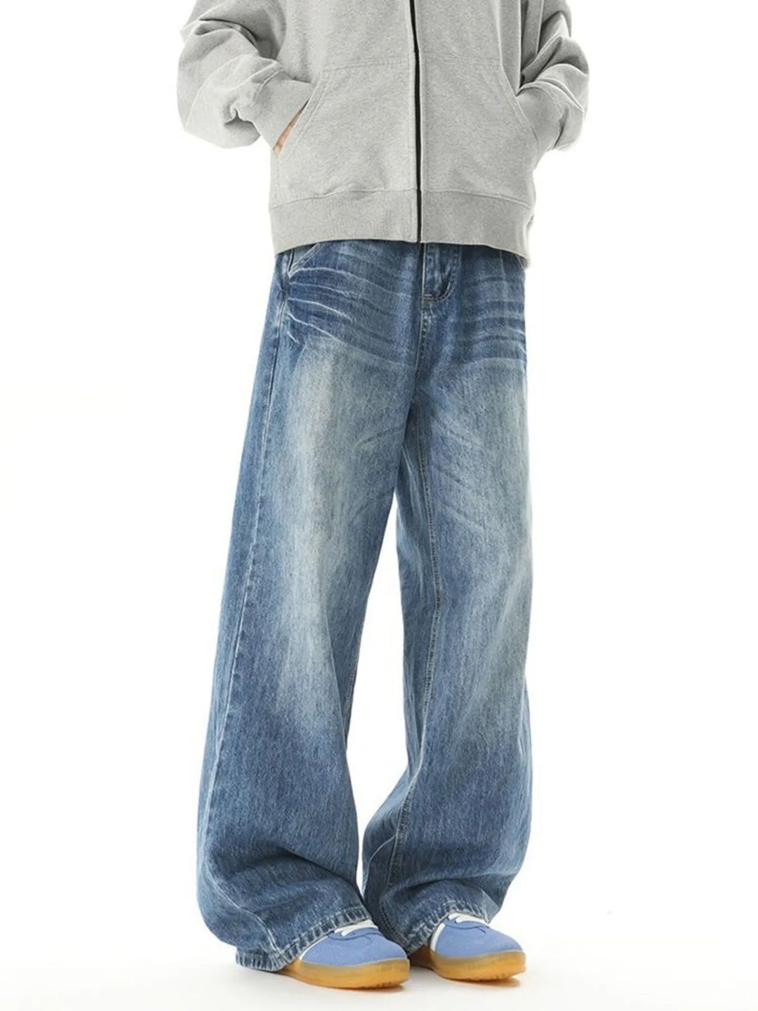 Men's Washed Wide Leg Jeans