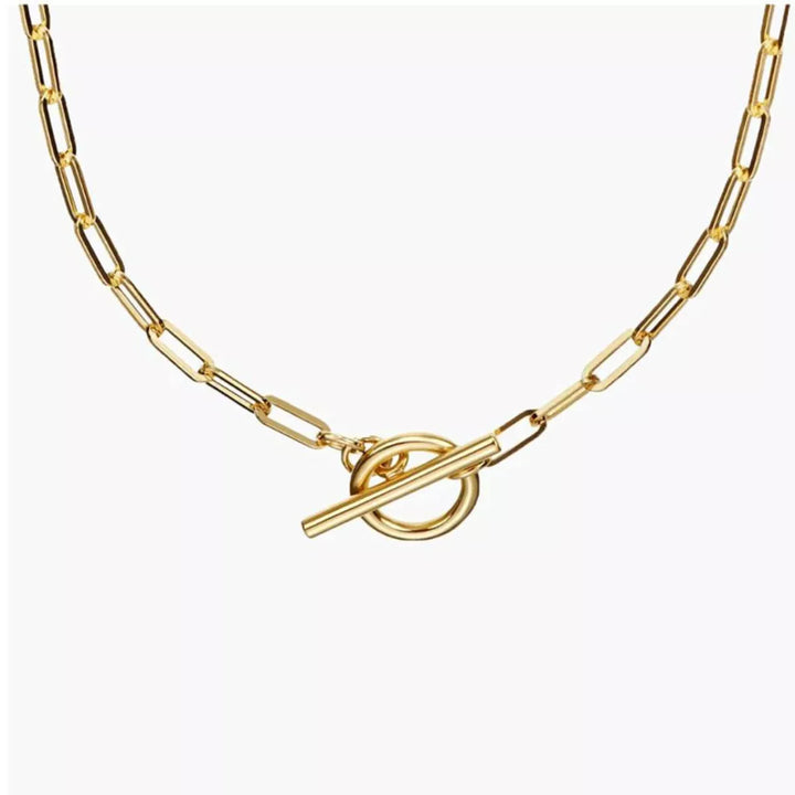 18K Gold-Plated Chain Link Toggle Clasp Necklace