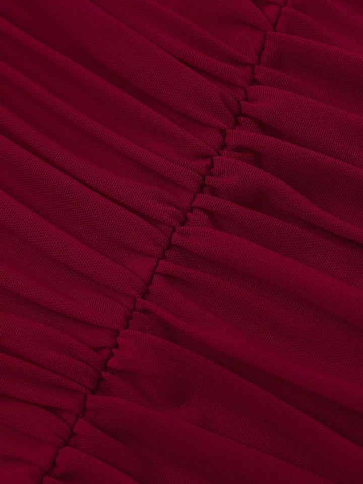 Halter Neck Ruched Slit Maxi Dress