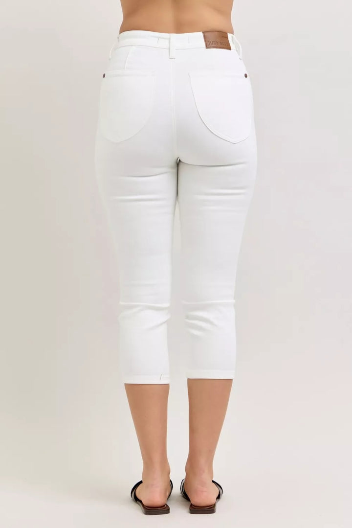 Judy Blue High Waist Extended Waistband Capri Pants with Spade Pockets