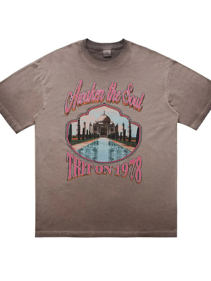 Men's Vintage Wash Graphic Round Neck T-Shirt