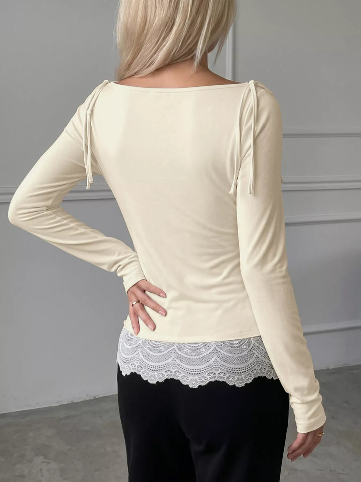 Lace Trim Long Sleeve T-Shirt