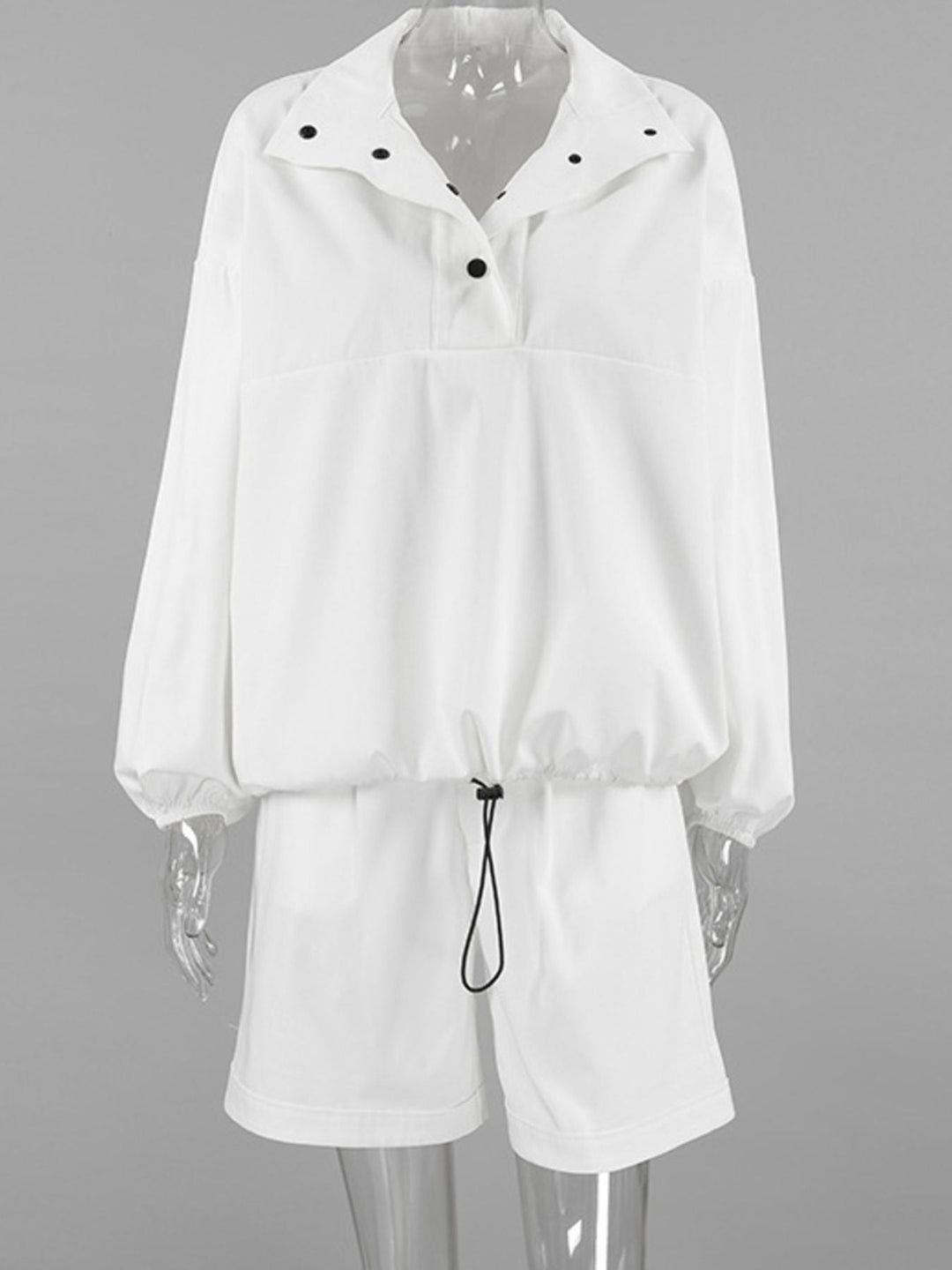 Snap Detail Long Sleeve Top and Shorts Set