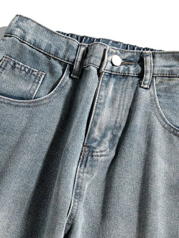 Men's Plus Size Washed Wide Leg Jeans