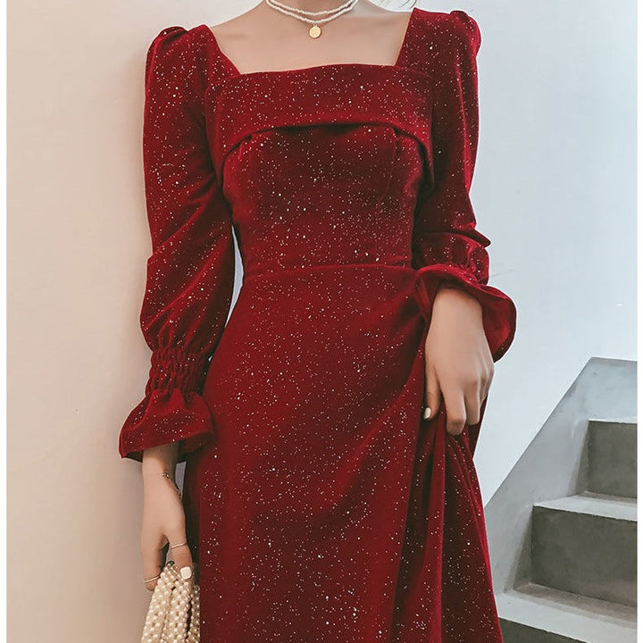 Bridal Toast Attire Red Autumn Party Look