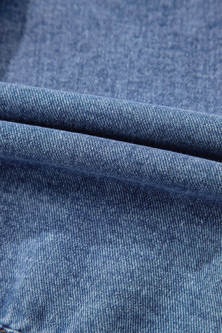 Button Up Cap Sleeve Denim Jacket