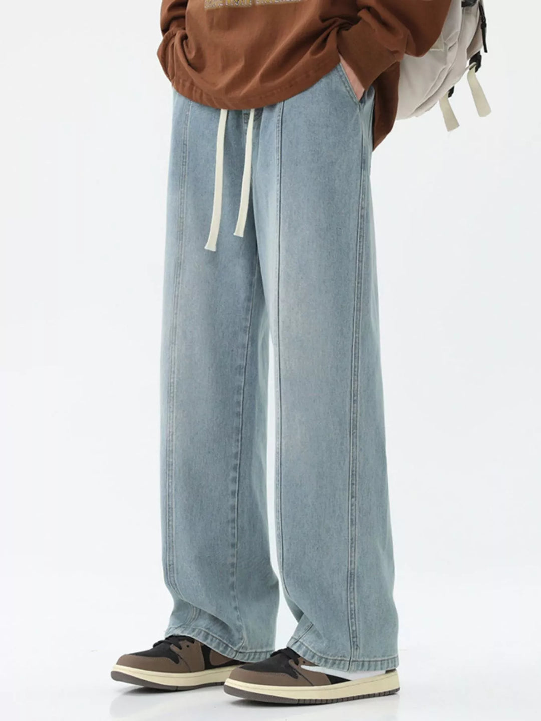 Men's Full Size Wash Wide Leg Jeans Plus Size