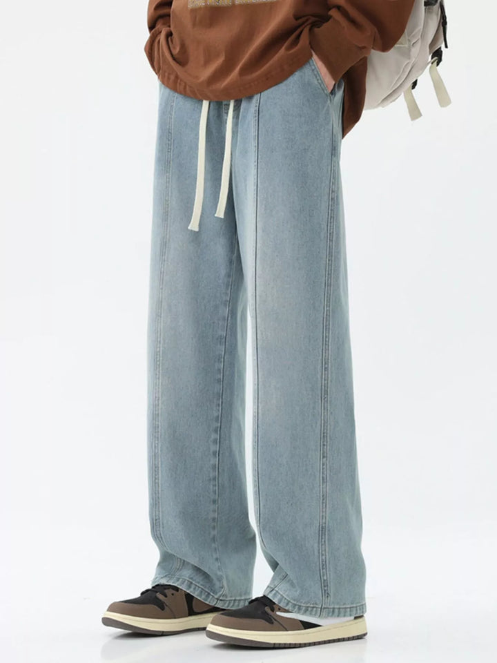 Men's Full Size Wash Wide Leg Jeans Plus Size