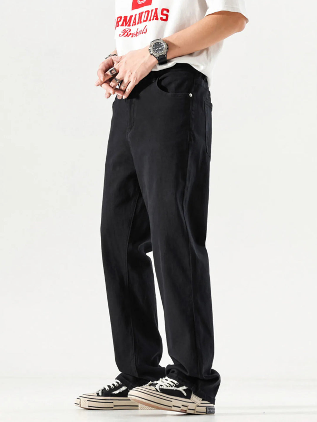 Men's Full Size Wide Leg Jeans with Pockets Plus Size