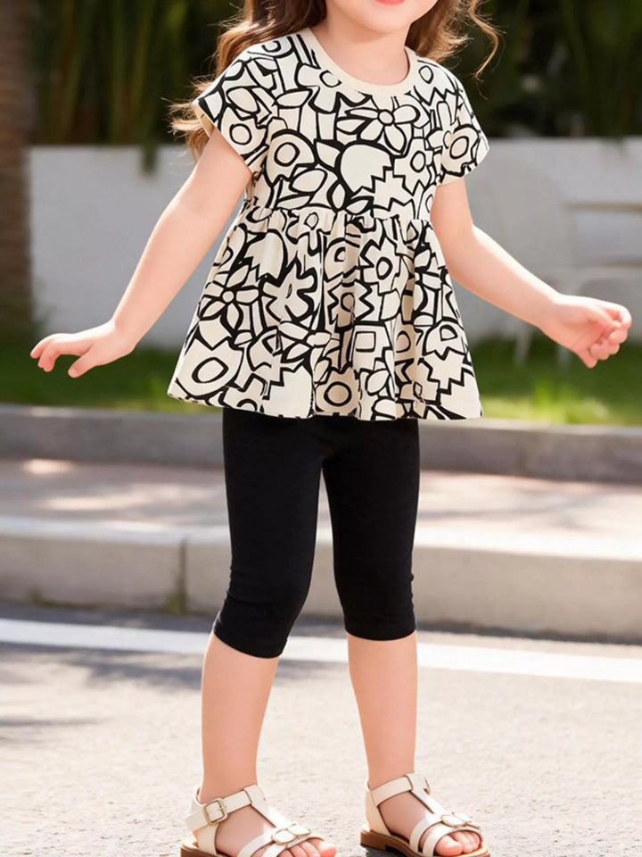 Children's Printed Top and Leggings Set