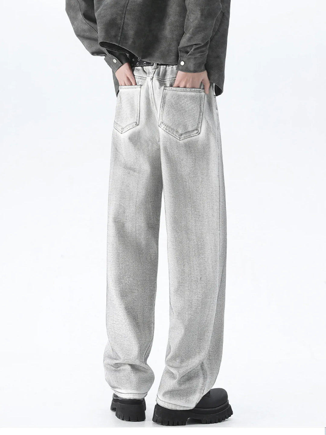 Men's Plus Size Wash Wide Leg Jeans