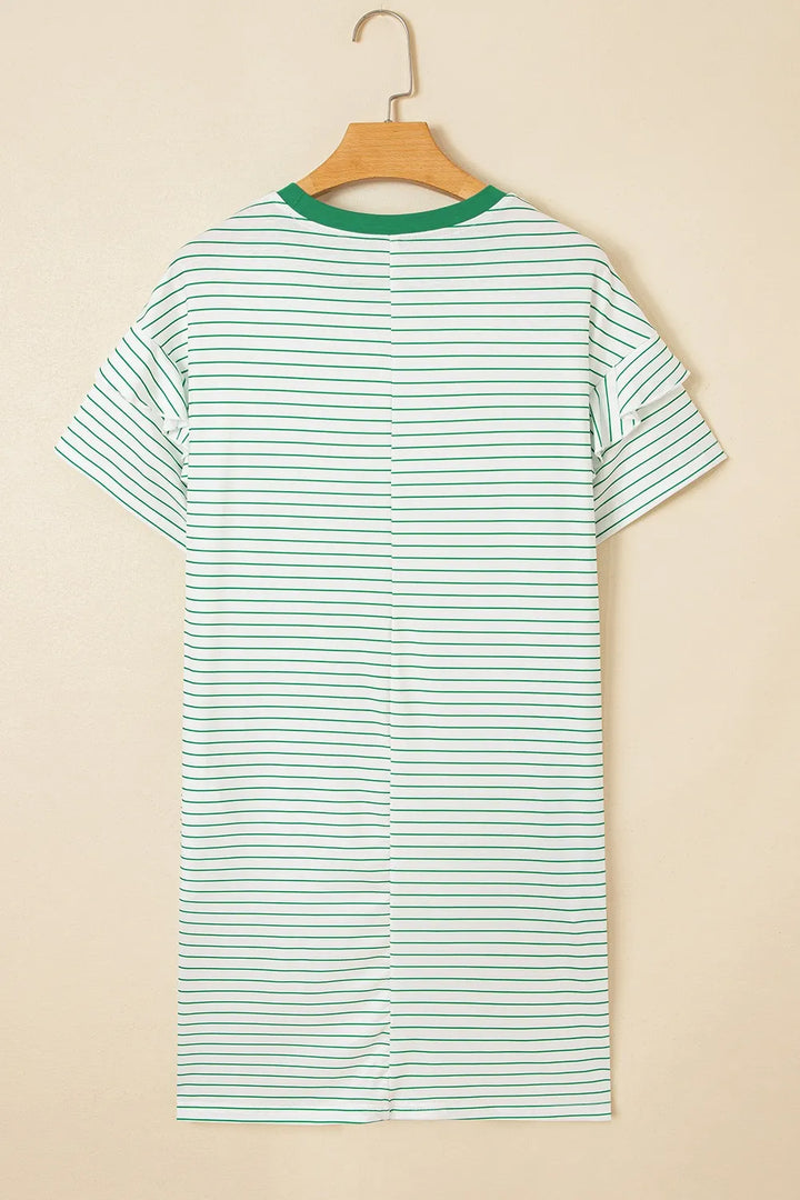 Casual Striped T-Shirt Dress with Pockets