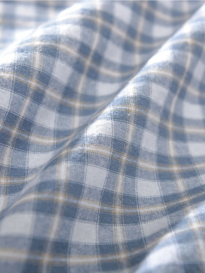 Men's Plus Size Button Down Plaid Short Sleeve Shirt