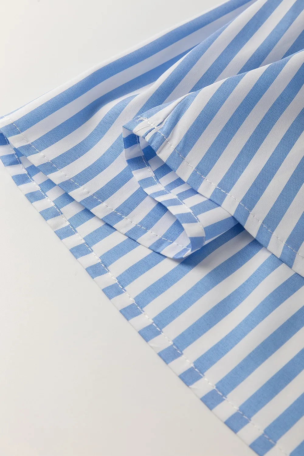 Striped Notched 3/4 Sleeve Blouse