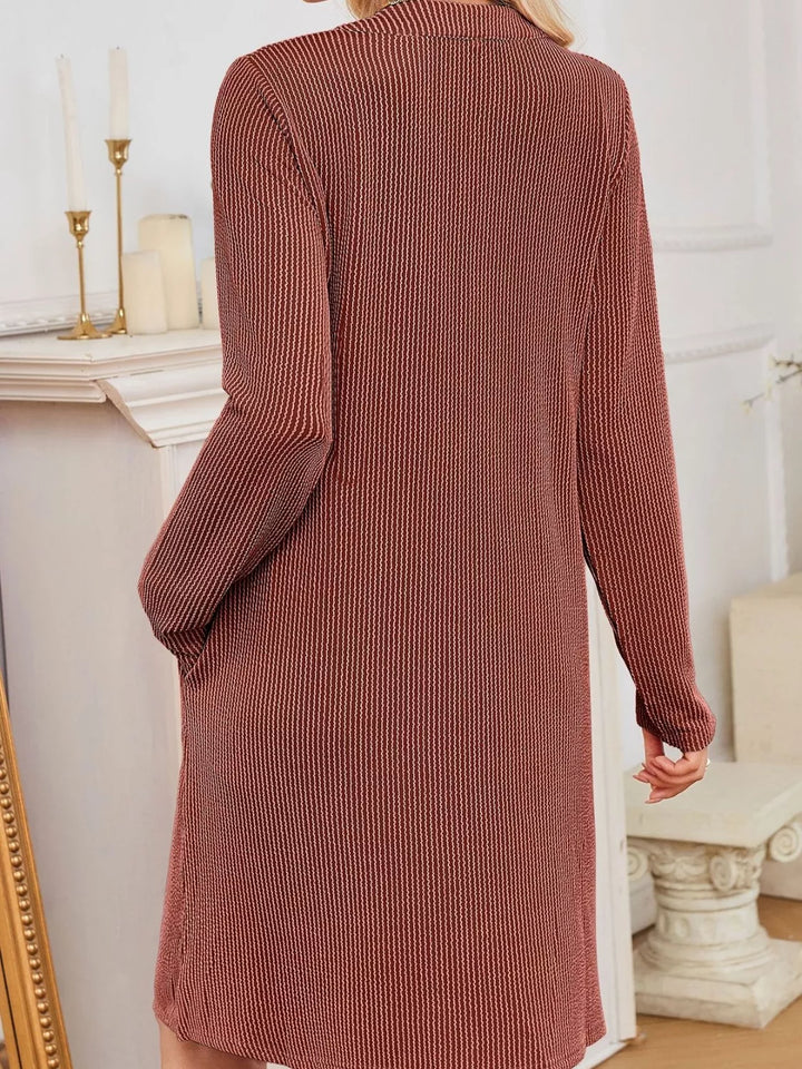 Casual Ribbed Knit Long Sleeve Dress
