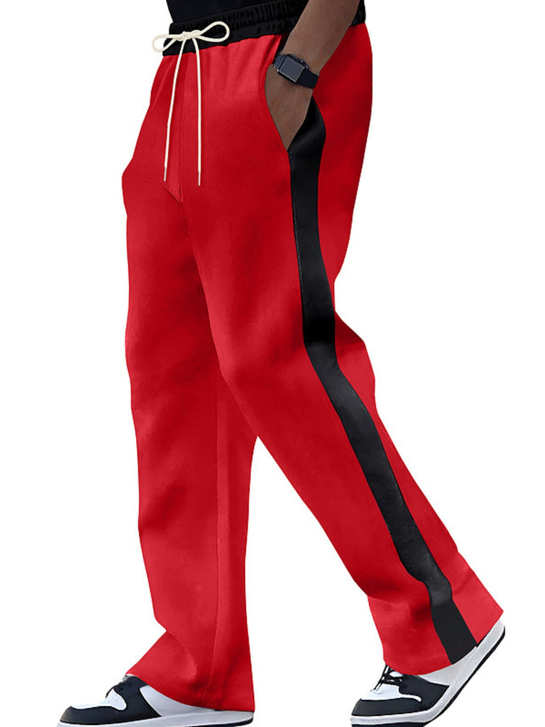 Men's Full Size Contrast Stripe Drawstring Sweatpants Plus Size