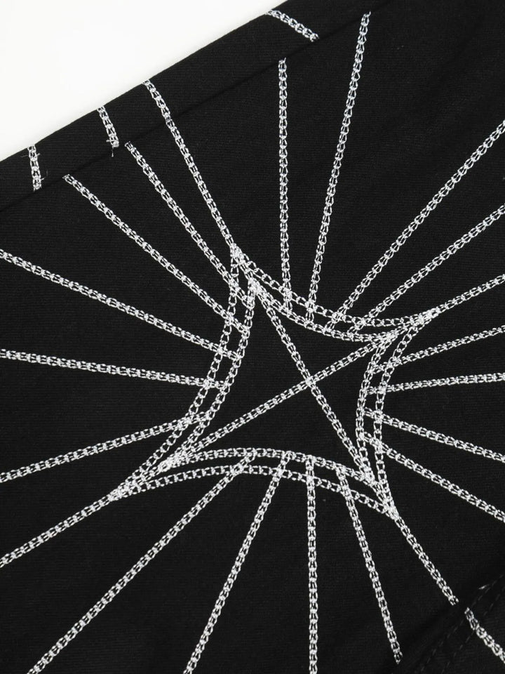Men's Spider Web Embroidered Flared Jeans