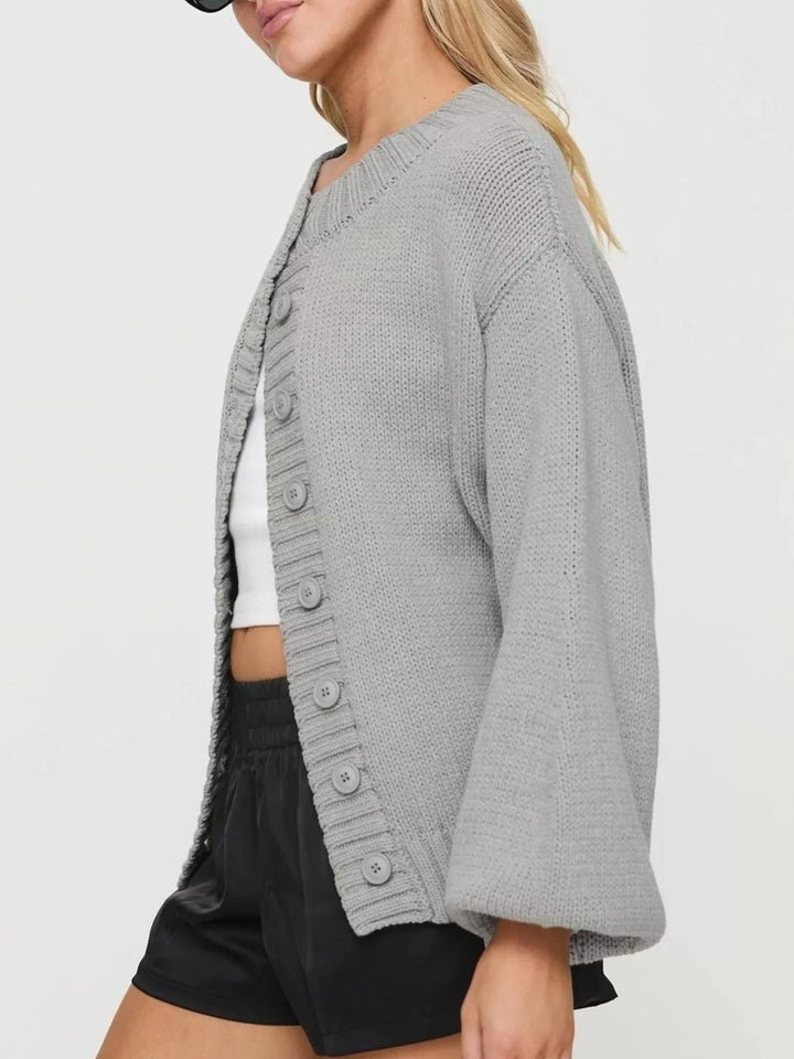 Full Size Button-Down Knit Cardigan Plus Size