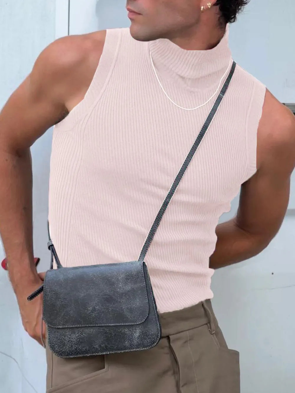 Men's Full Size Turtleneck Slim Tank Plus Size
