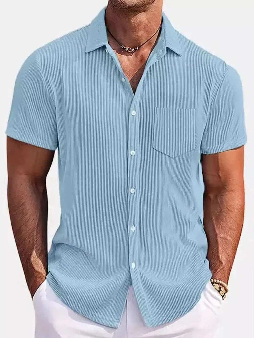 Men's Full Size Classic Short Sleeve Corduroy Button Down Shirt Plus Size