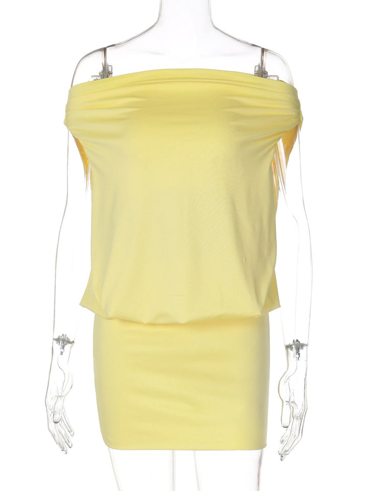 Off-Shoulder Ruched Bodycon Mini Dress