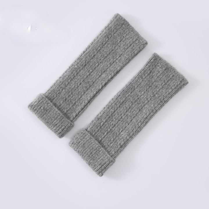Knitted Fingerless Wool-blend Thermal Knit Gloves