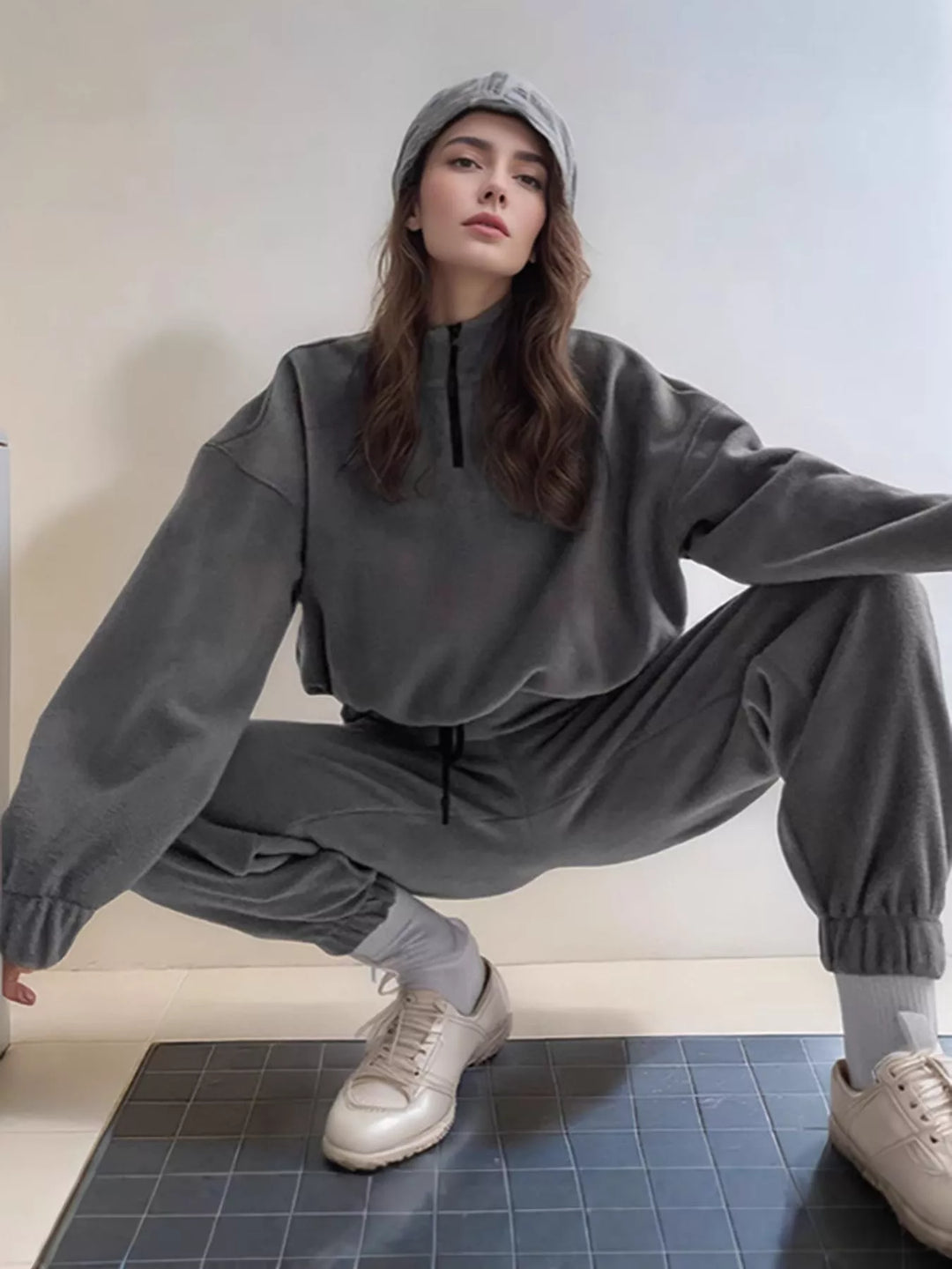Quarter Zip Sweatshirt and Pants Set