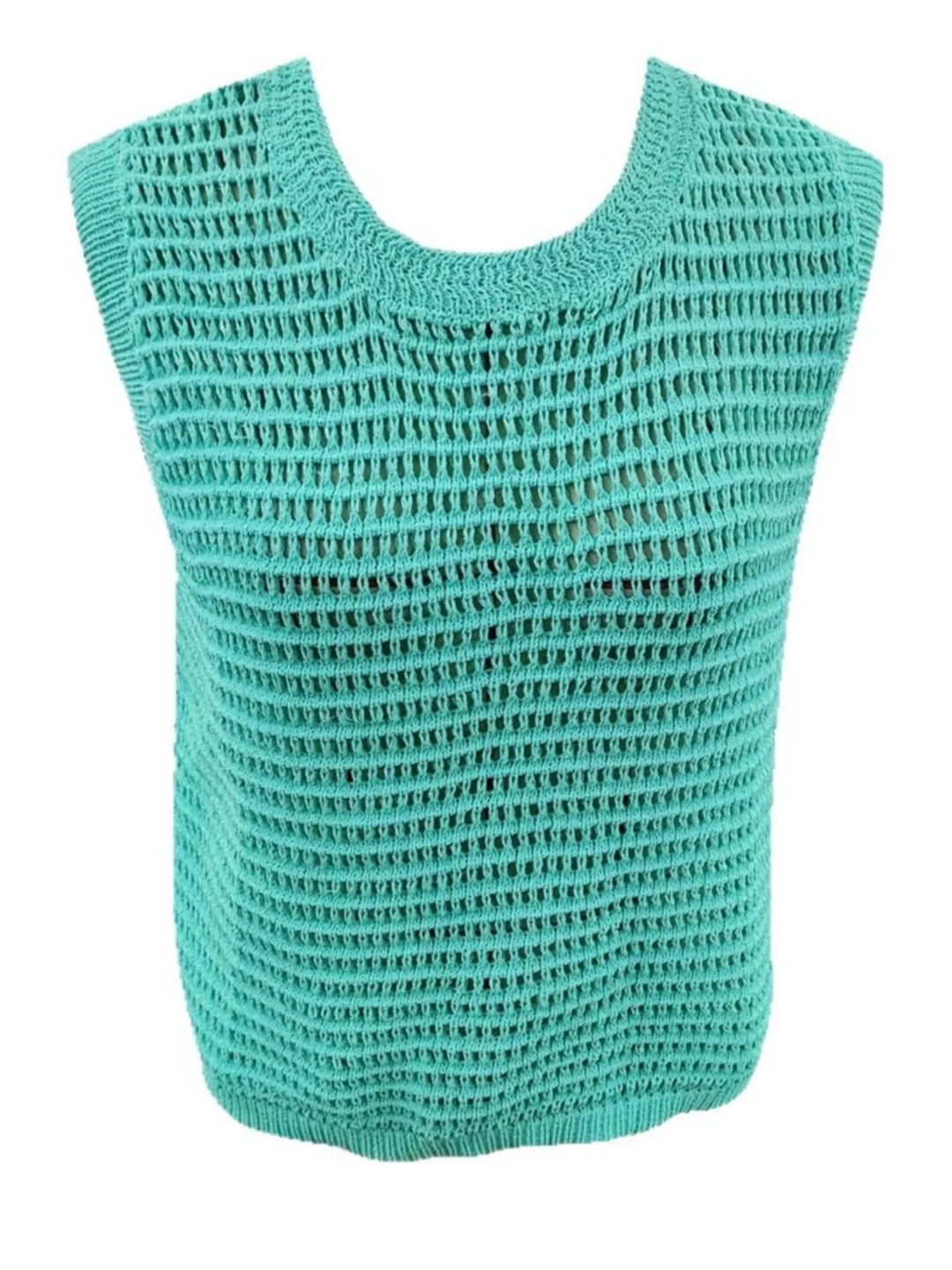 Openwork Round Neck Sweater Vest