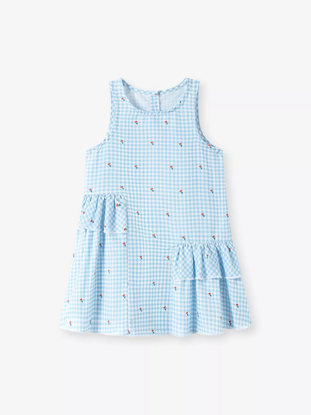 Children's Gingham Ruffle Sleeveless Dress