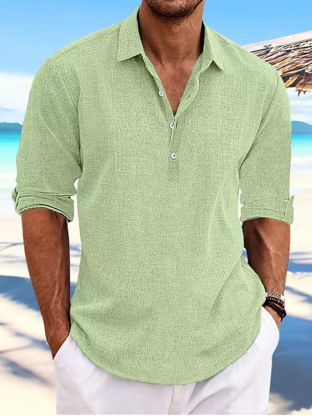 Men's Full Size Casual Half Button Shirt Plus Size