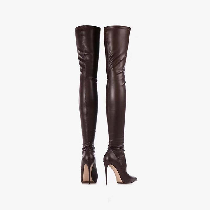 Stiletto-heeled Pointed-toe Thigh-high Boots Sexy Stretchy Skinny Boots