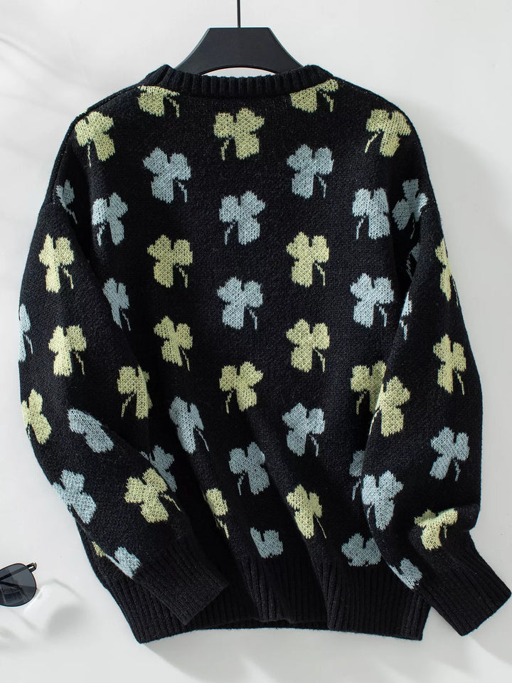 Clover Round Neck Long Sleeve Sweater