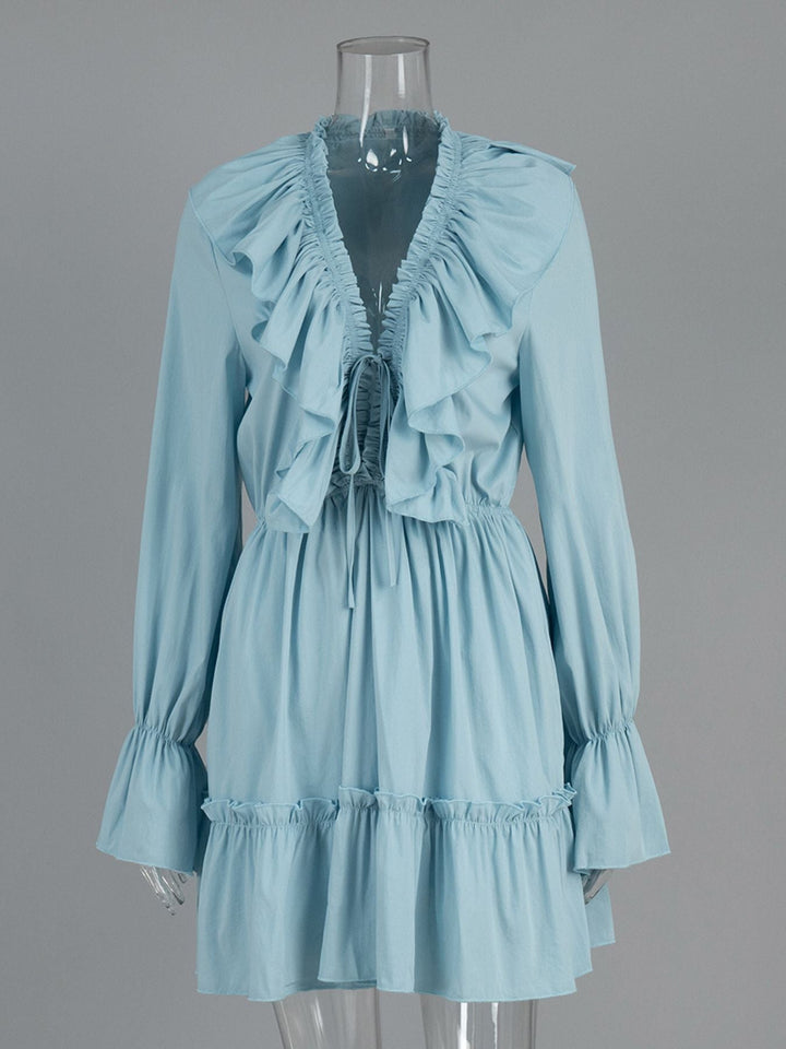 Ruffled Flounce Sleeve Mini Dress