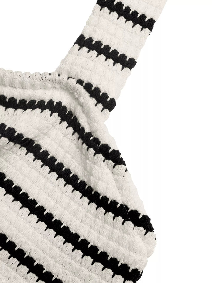 Striped Halter Neck Knit Mini Dress