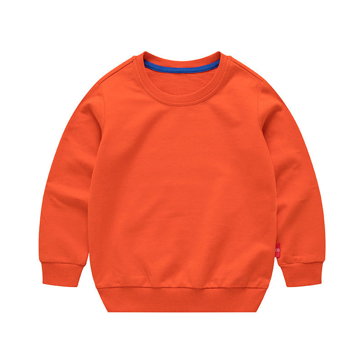 Boys Korean Round Neck Solid Color Loose Long Sleeve Pullover