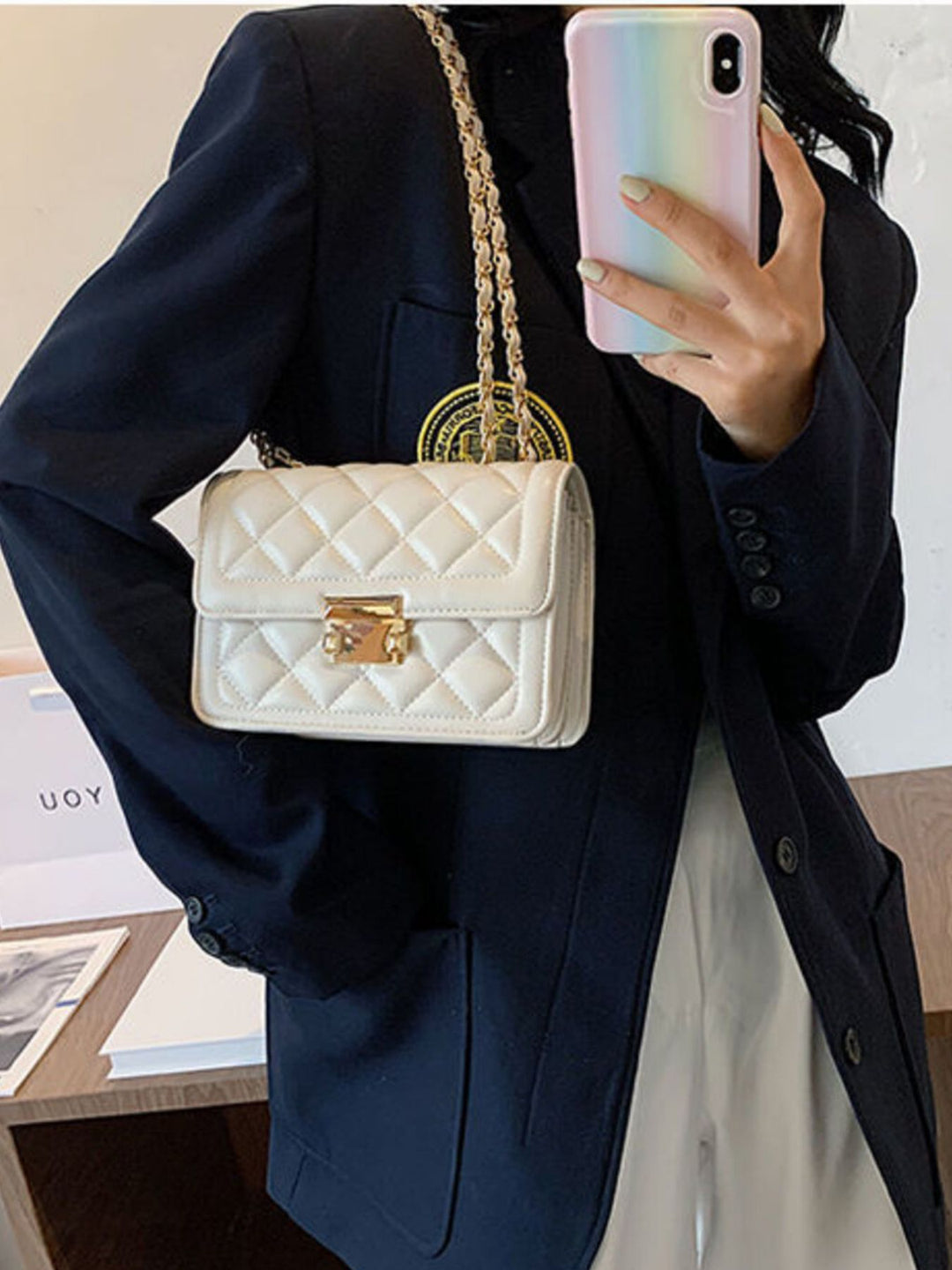 Quilted Chain Strap Crossbody Bag