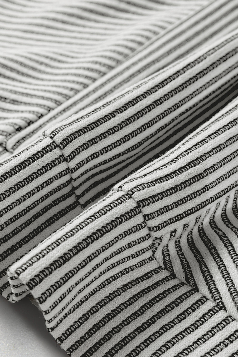 Gray Ribbed Knit Round Neck Long Lantern Sleeve Top